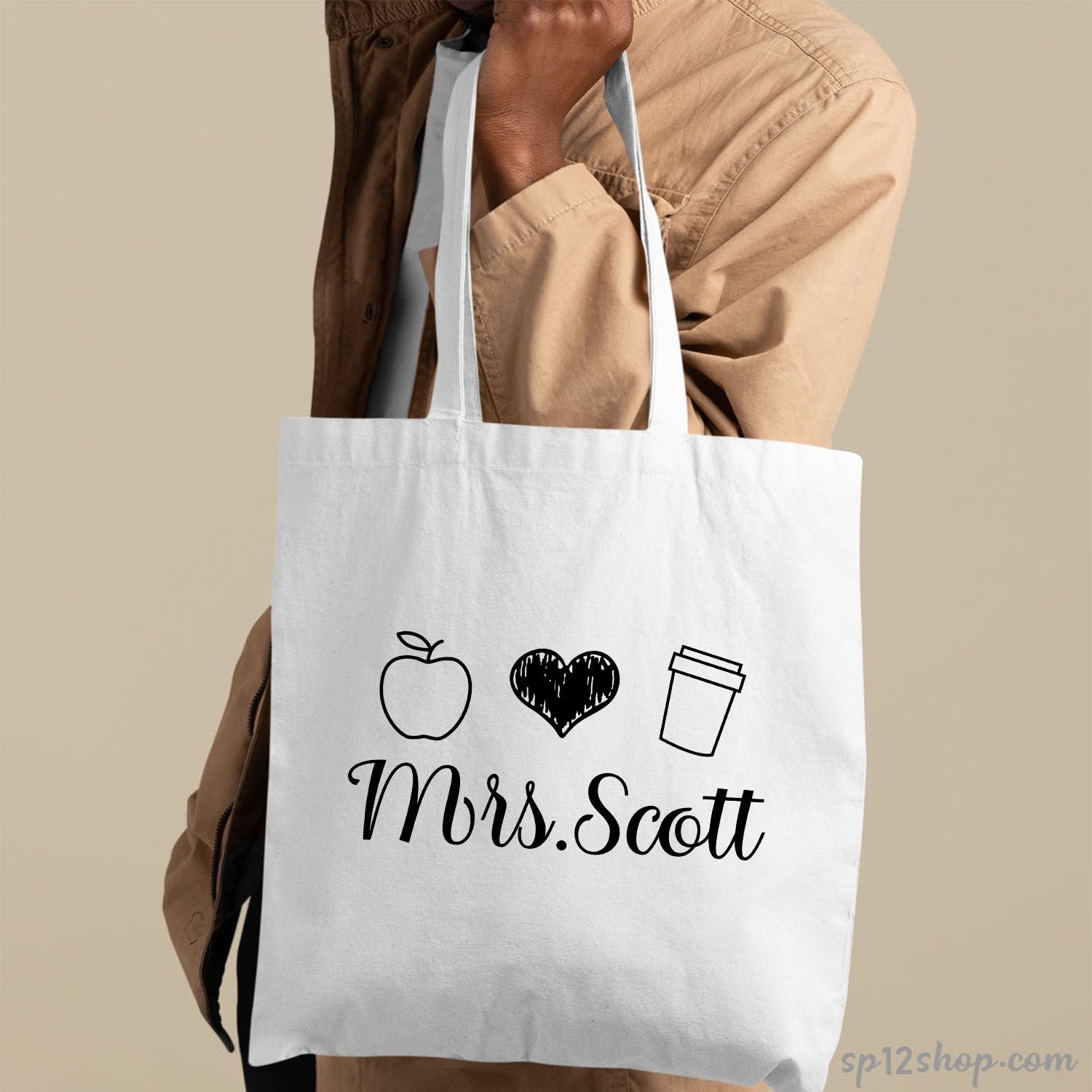 Canvas Custom Teacher Appreciation Thank You Gift Shopping Tote Bag - Image 5