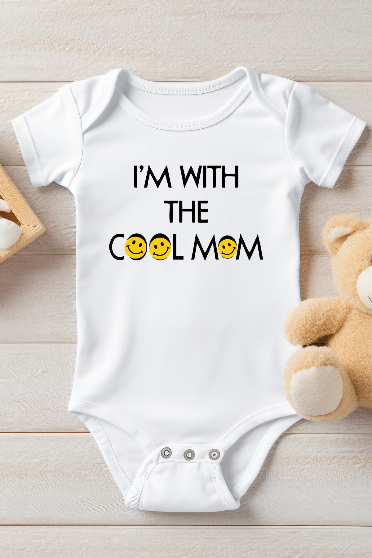 I'm With The Cool Mom Baby Bodysuit