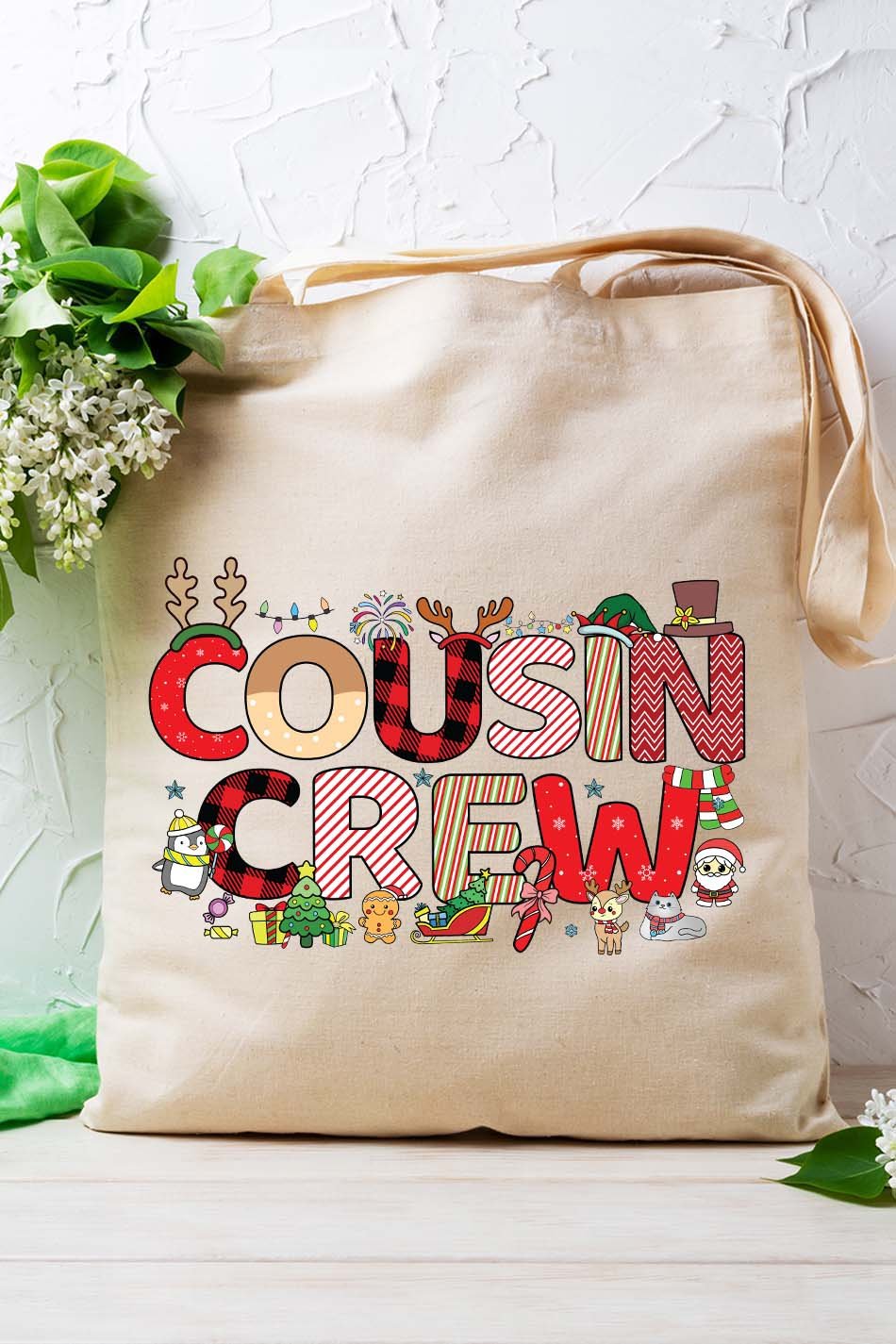 Cousin Crew Christmas tote bag