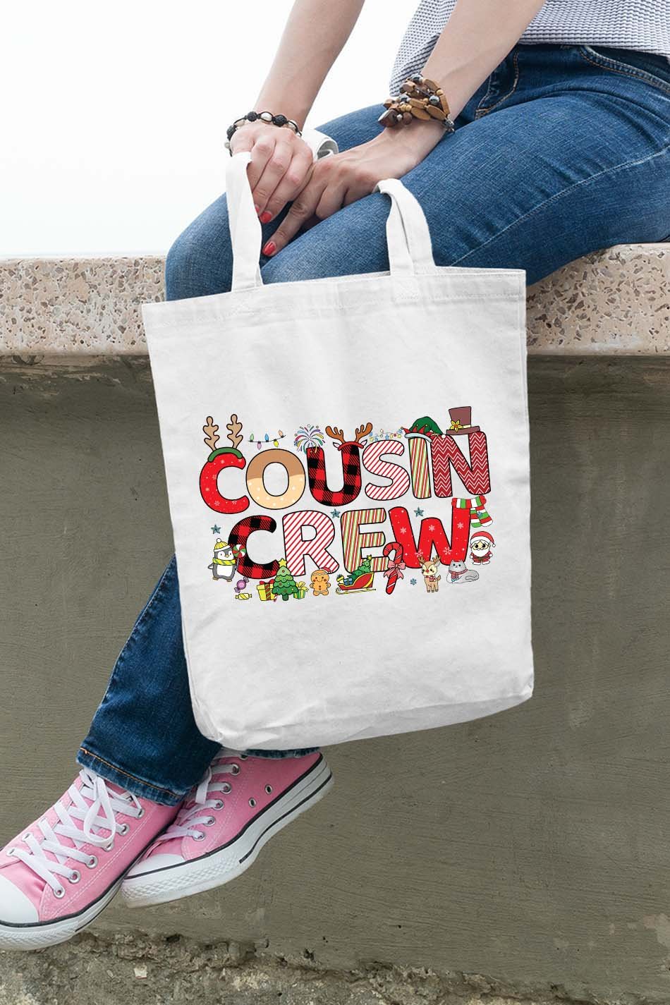 Cousin Crew Christmas tote bag