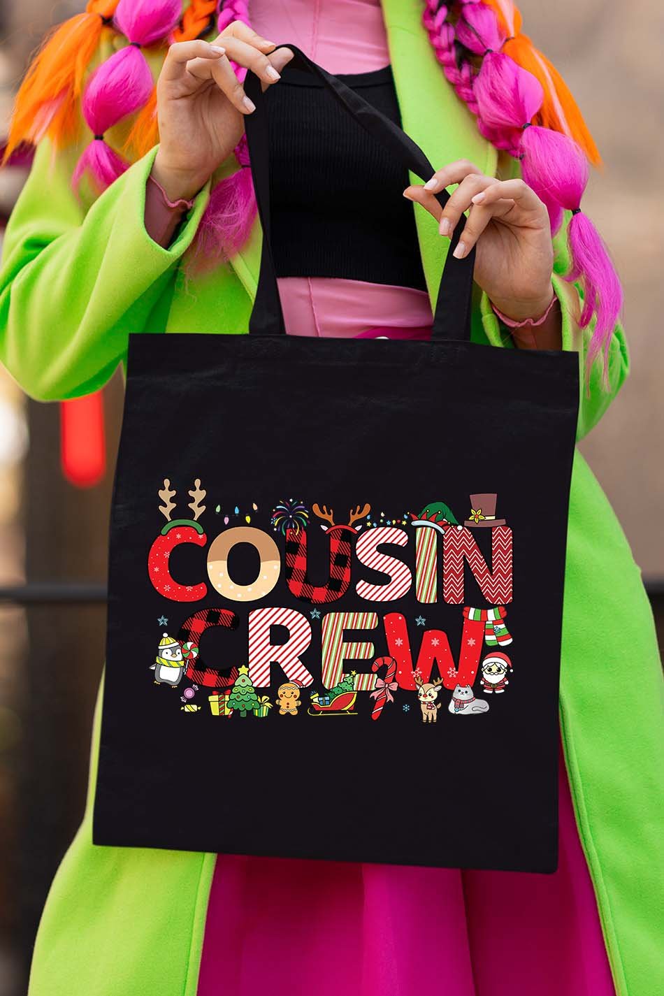 Cousin Crew Christmas tote bag