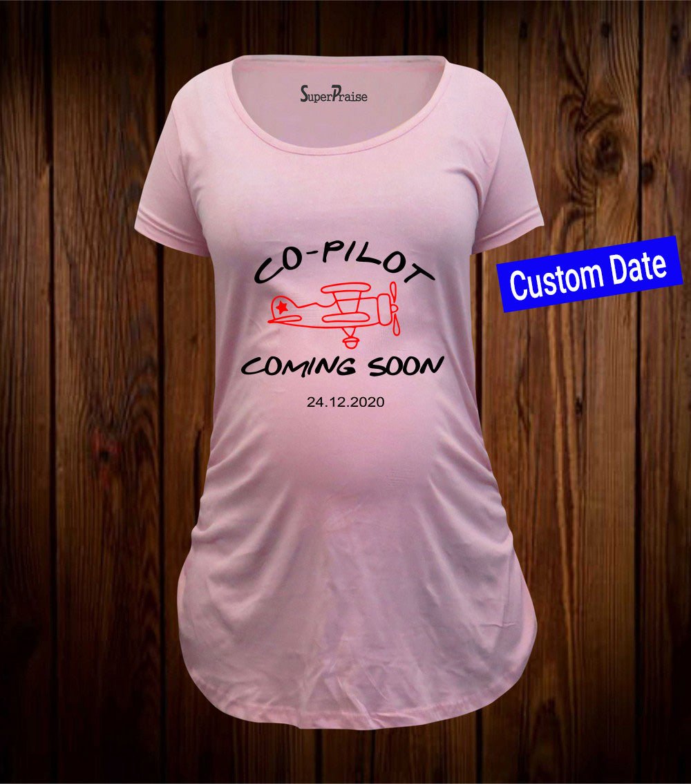 Custom Co-Pilot Coming Soon Maternity T Shirt