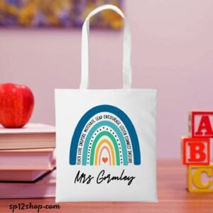 Custom Teacher Appreciation White Cotton Tote Bag