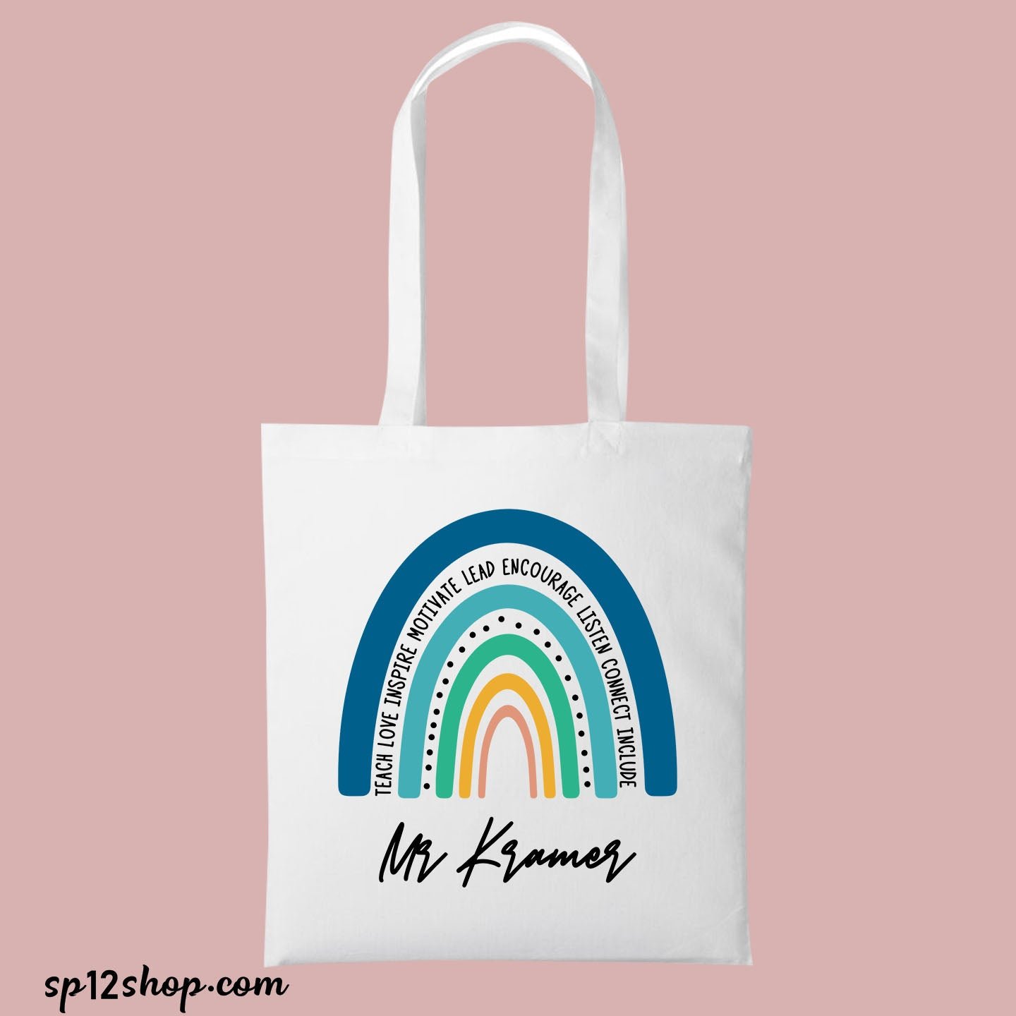 Custom Teacher Appreciation White Cotton Tote Bag