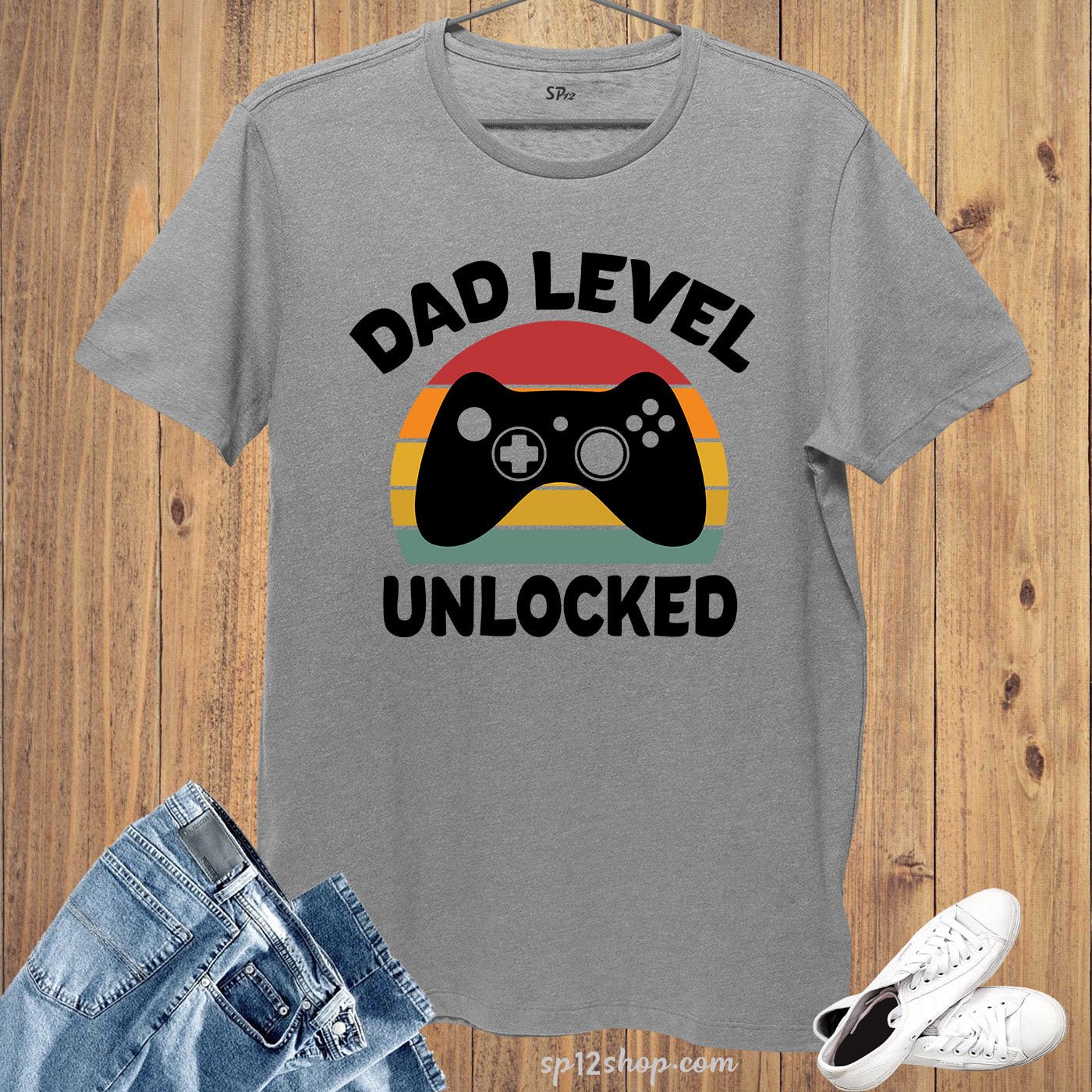 Dad Shirt Daddy Tshirt Dad Level Unlock Fathers Day Gift tee
