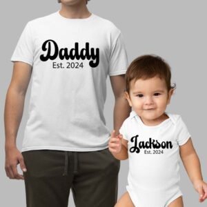 Custom Personalized Daddy Baby Est Date Shirt 2024