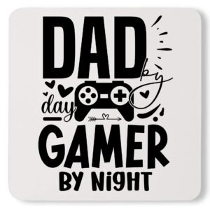 Funny Dad by Day Gamer by Night Custom Father's Day Coaster