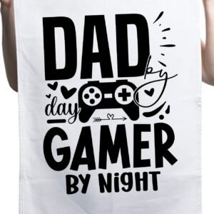 Dad by Day Gamer by Night Custom Father's Day Kitchen Table Tea Towel