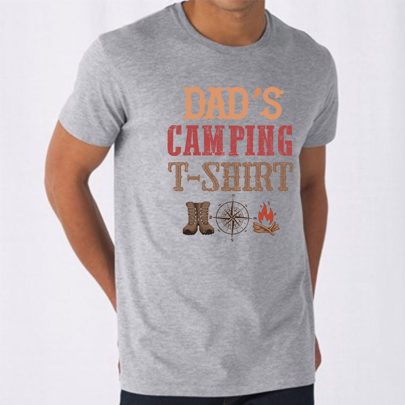 Family Camping Dad Happy Camper Custom Father's Day Short Sleeve Shirt - Image 8