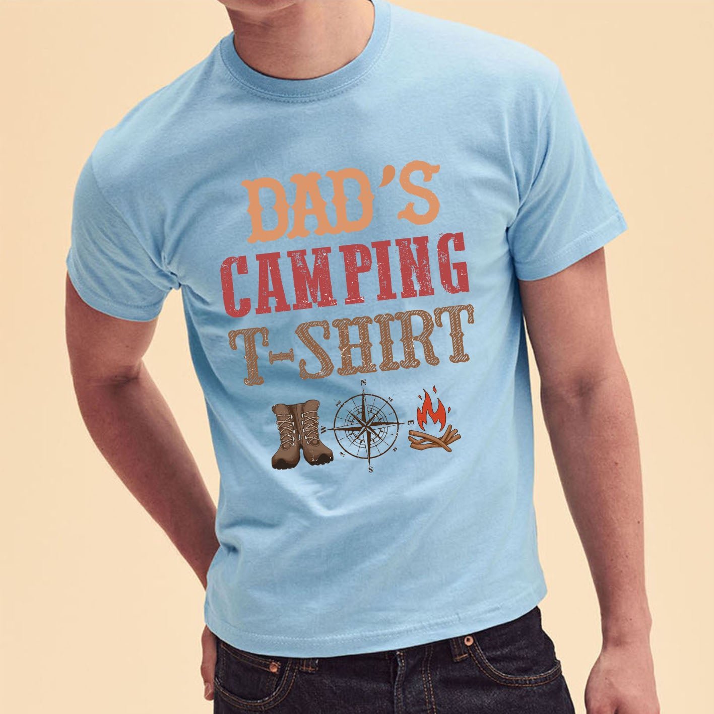 Family Camping Dad Happy Camper Custom Father's Day Short Sleeve Shirt - Image 9