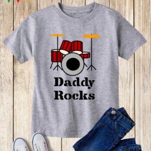 Daddy Rock Drummer Kids T Shirt