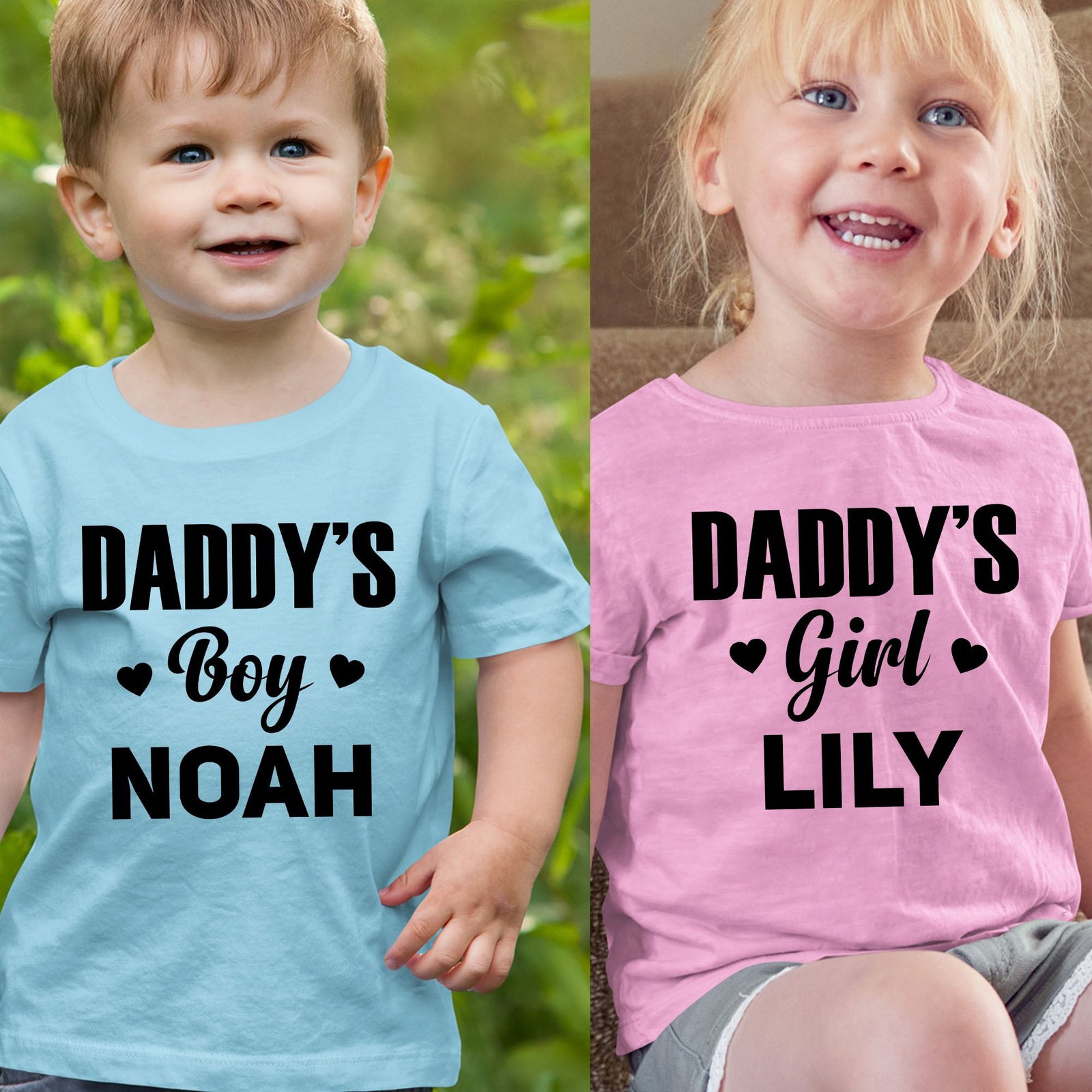 Daddy's Girl And Boy Matching Personalised T Shirt