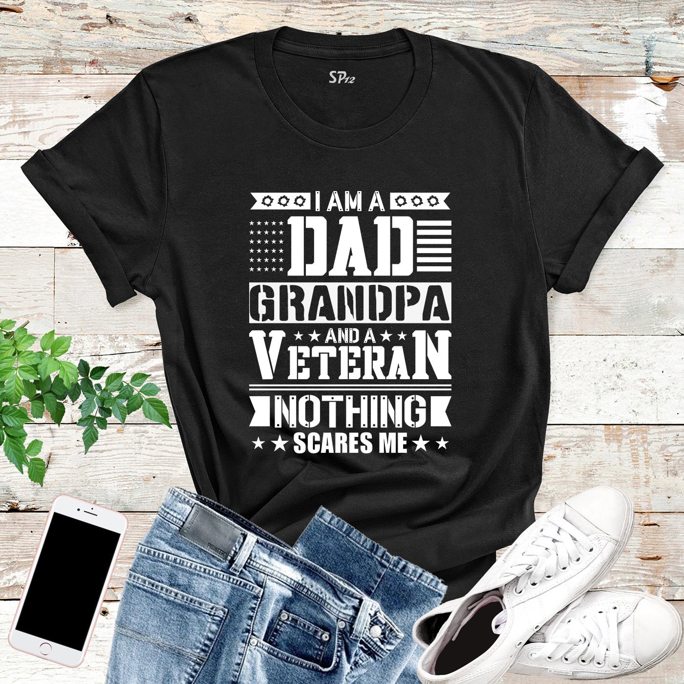 I Am A Dad Grandpa and Veteran T-Shirt - Image 7