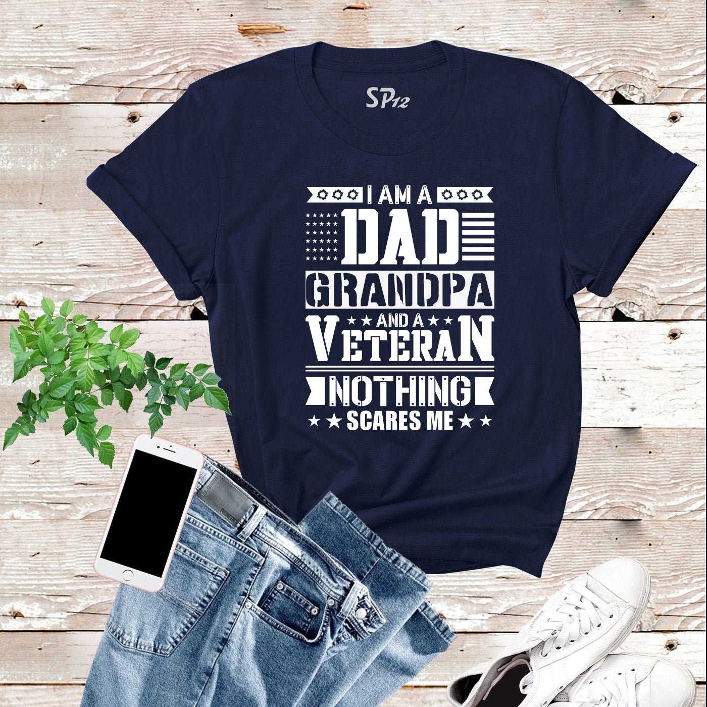 I Am A Dad Grandpa and Veteran T-Shirt - Image 8