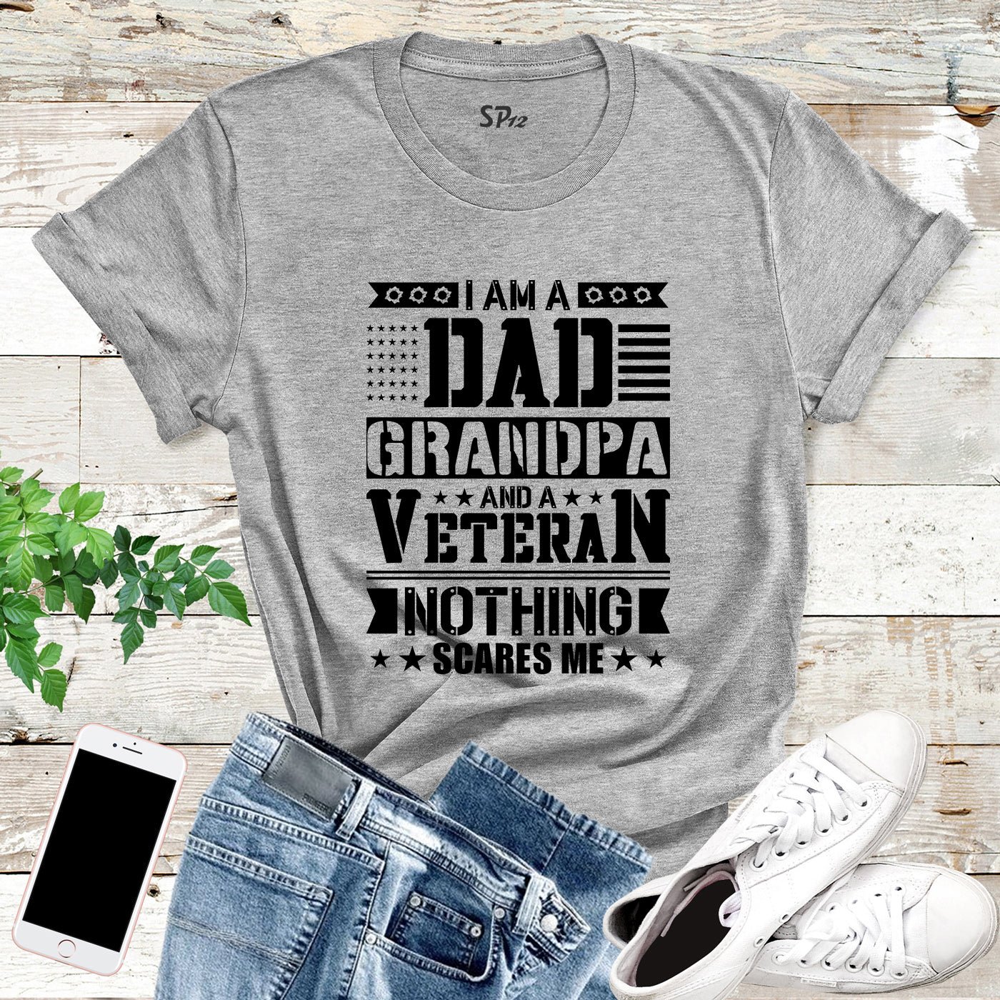 I Am A Dad Grandpa and Veteran T-Shirt - Image 2