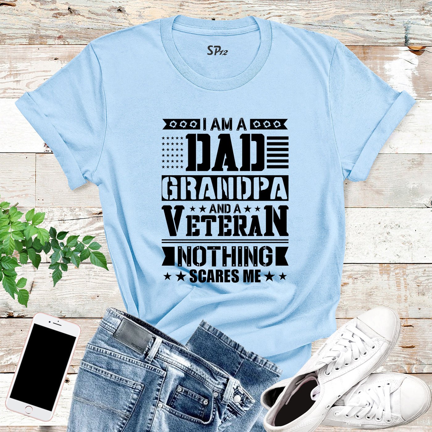 I Am A Dad Grandpa and Veteran T-Shirt - Image 6