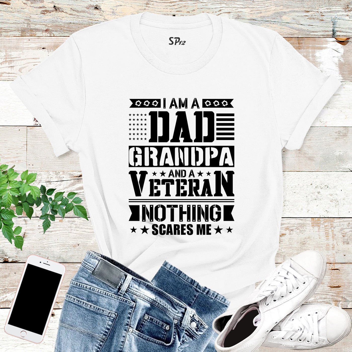 I Am A Dad Grandpa and Veteran T-Shirt - Image 5