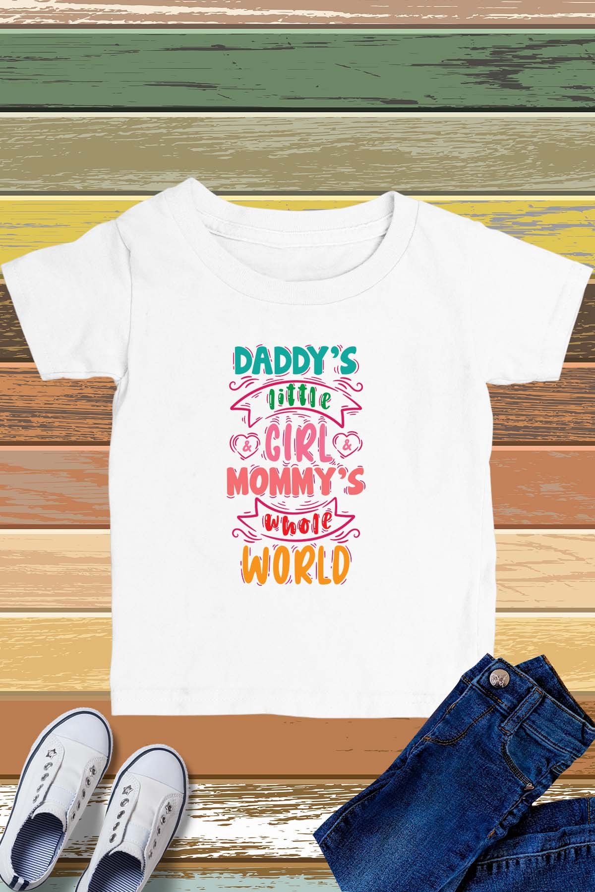Daddy's Little Girl Mommy's Whole World Kids T Shirt - Image 2