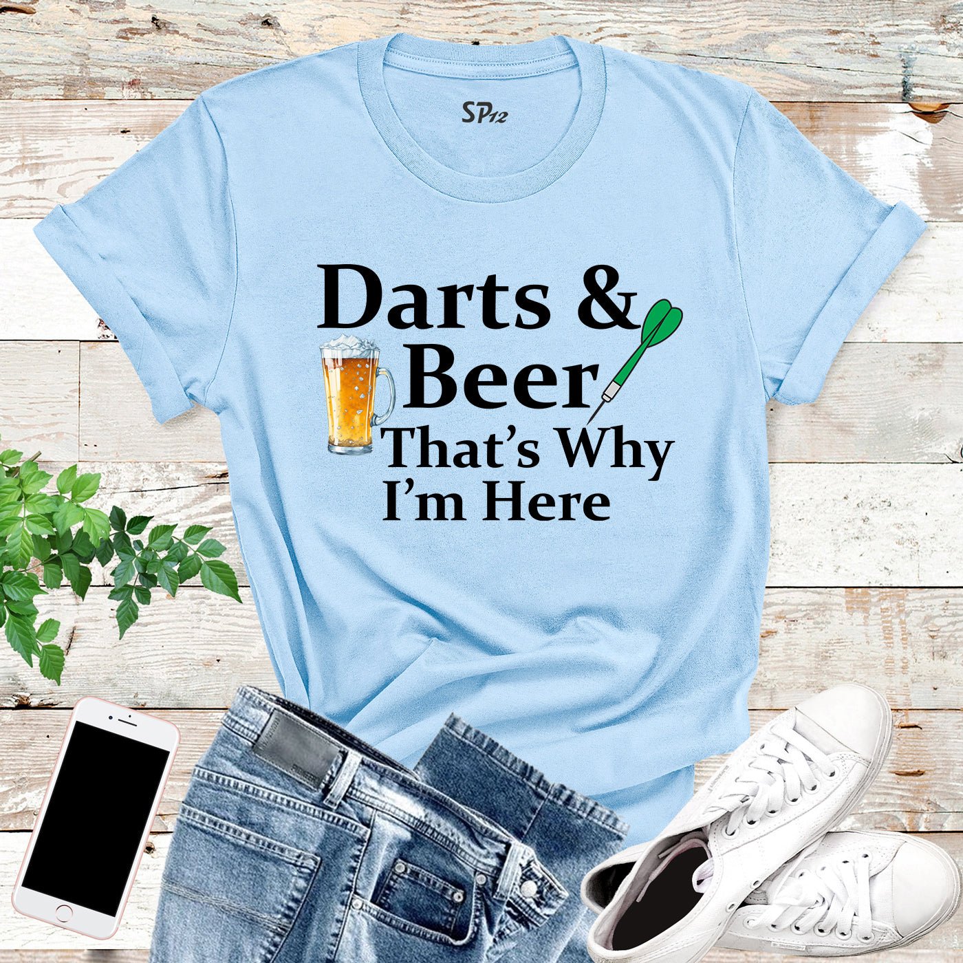 Darts and Beer That's Why I am Here Funny T Shirt - Image 6