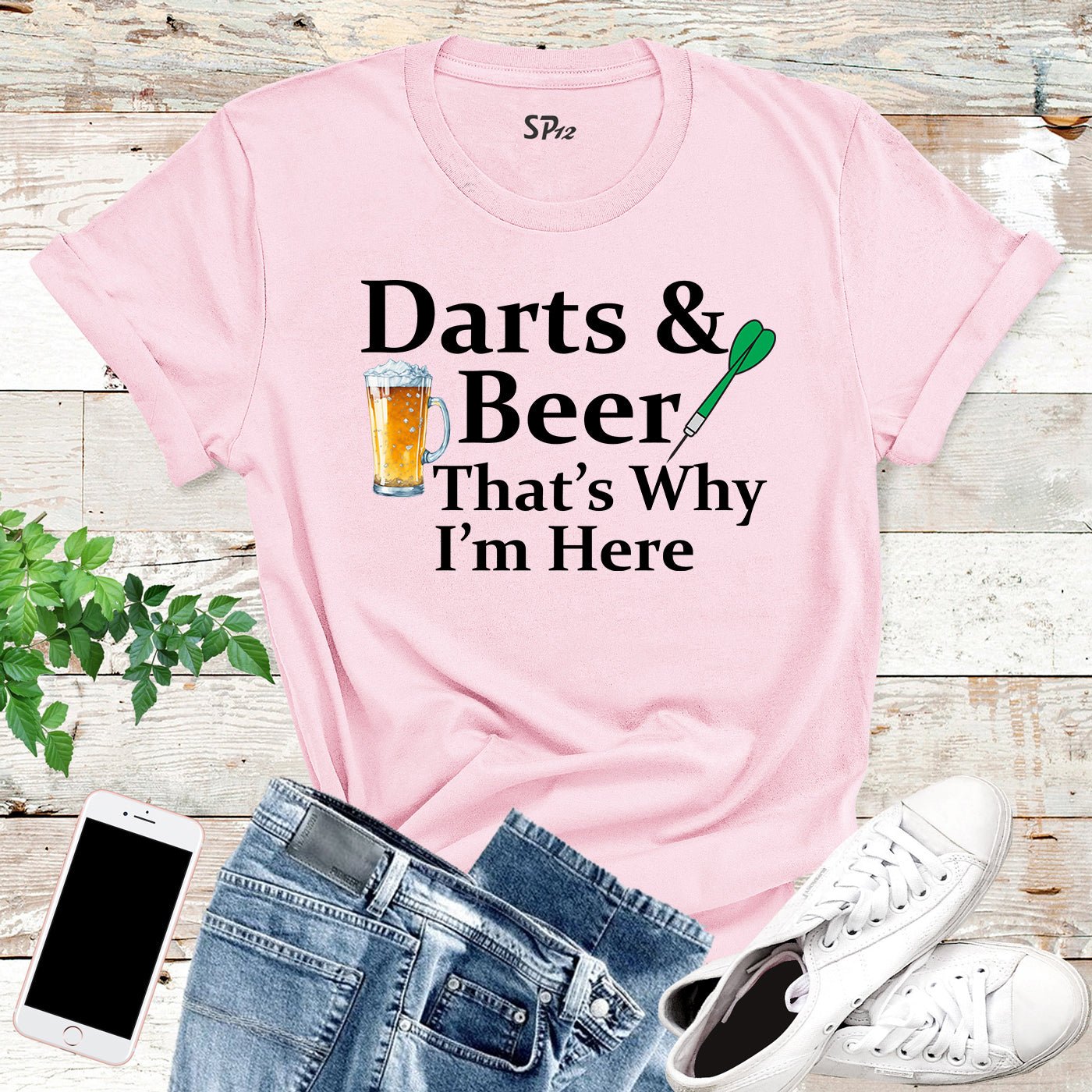 Darts and Beer That's Why I am Here Funny T Shirt - Image 3