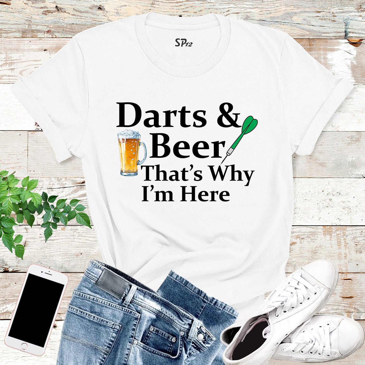 Darts and Beer That's Why I am Here Funny T Shirt - Image 4