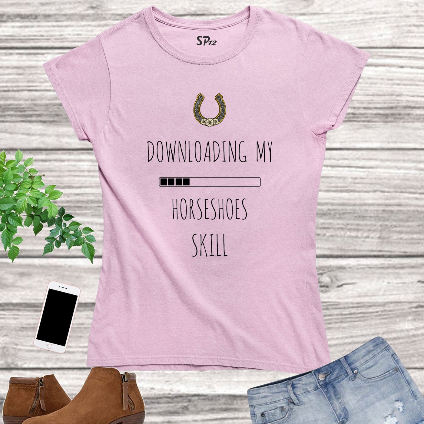 Downloading My Horseshoes Skill Graphic Women T Shirt