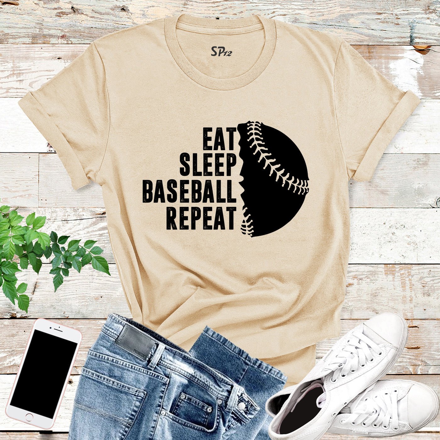 Eat Sleep Baseball Repeat T Shirt - Image 6