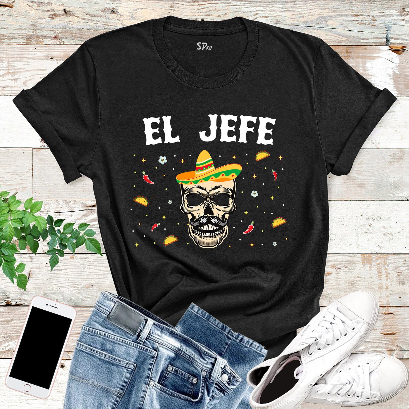 El Jefe Skull Day of the Dead T Shirt - Image 7