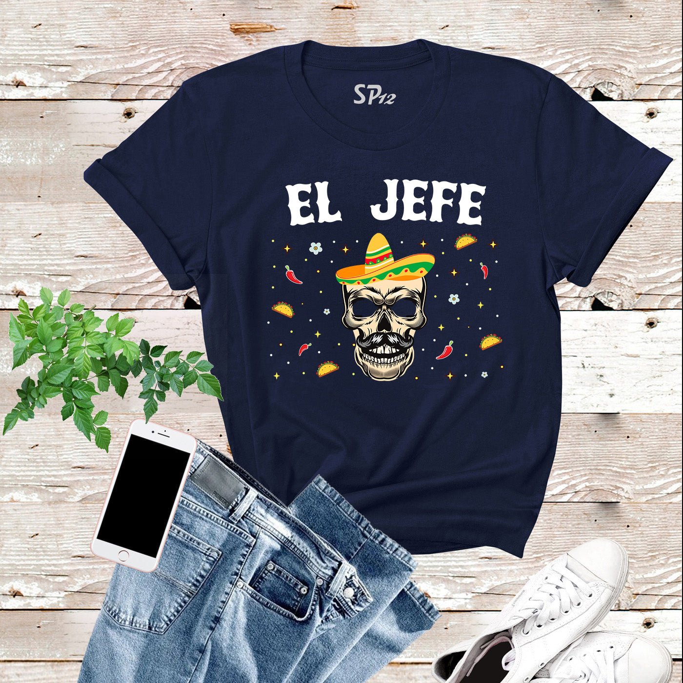El Jefe Skull Day of the Dead T Shirt - Image 8