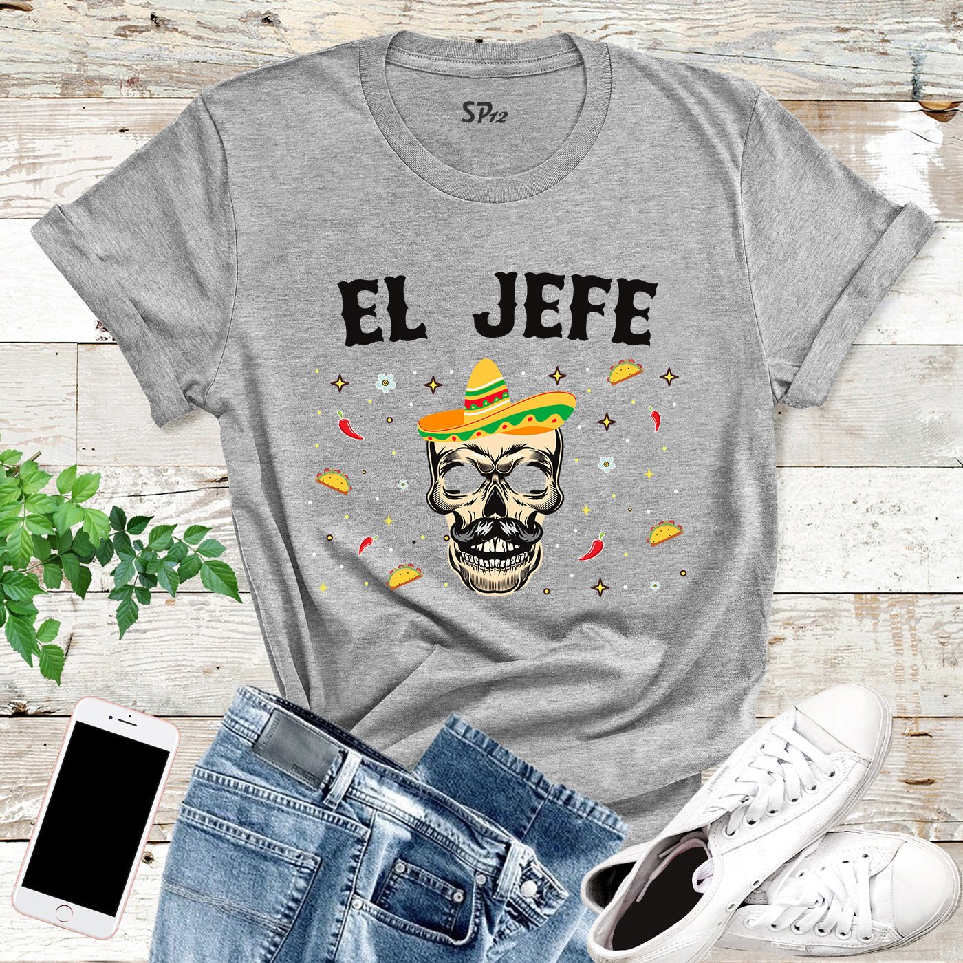 El Jefe Skull Day of the Dead T Shirt - Image 3