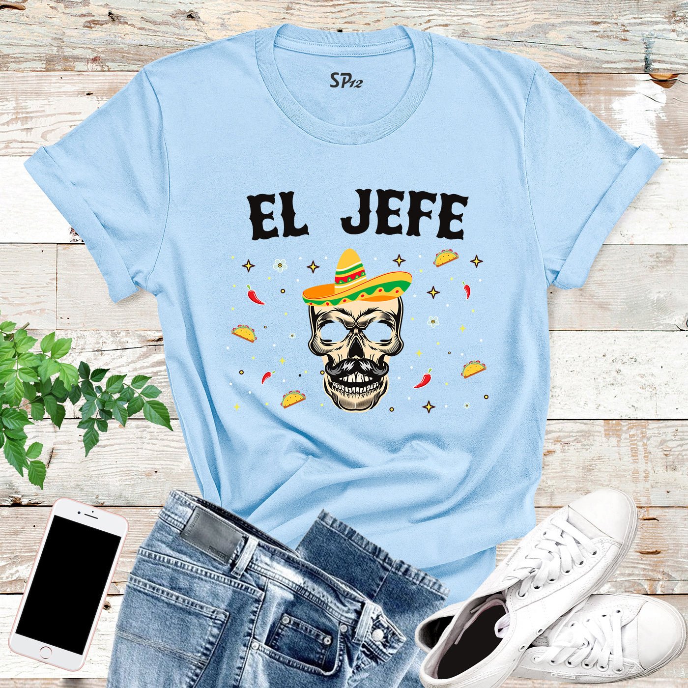 El Jefe Skull Day of the Dead T Shirt - Image 6