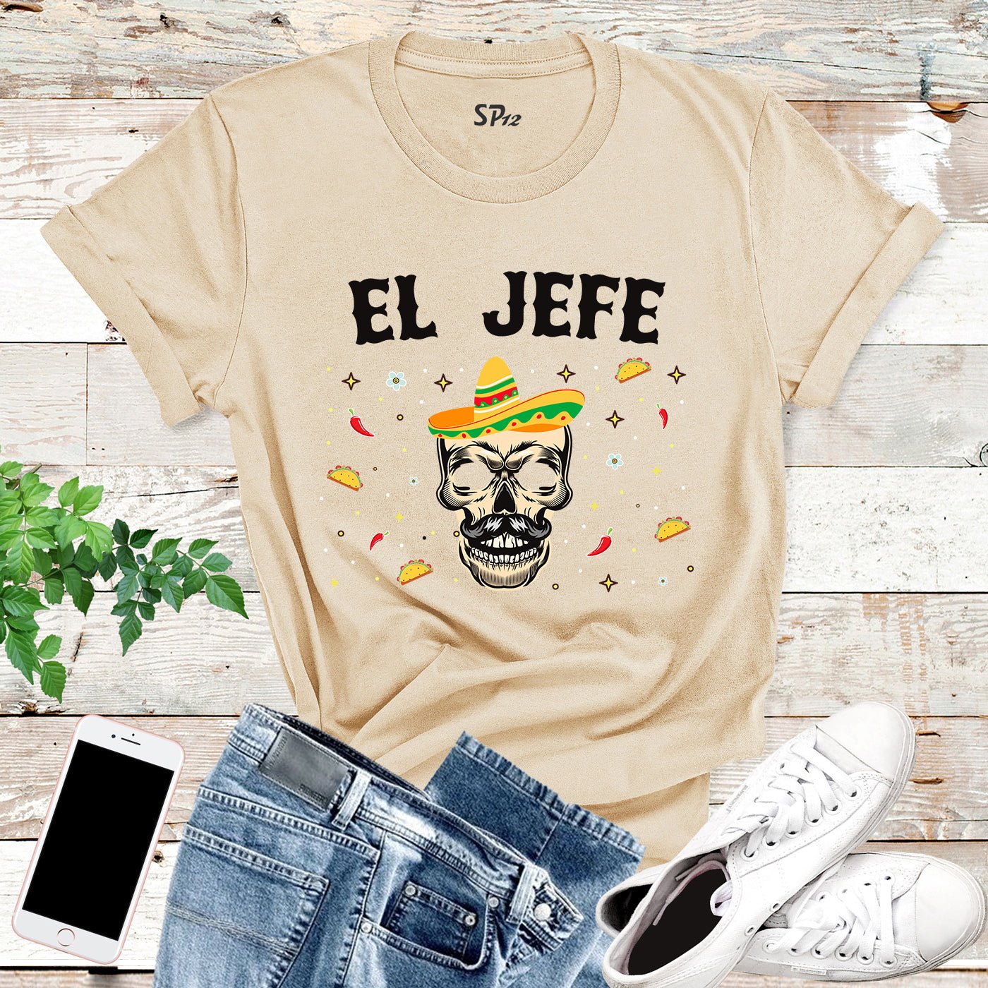 El Jefe Skull Day of the Dead T Shirt - Image 5