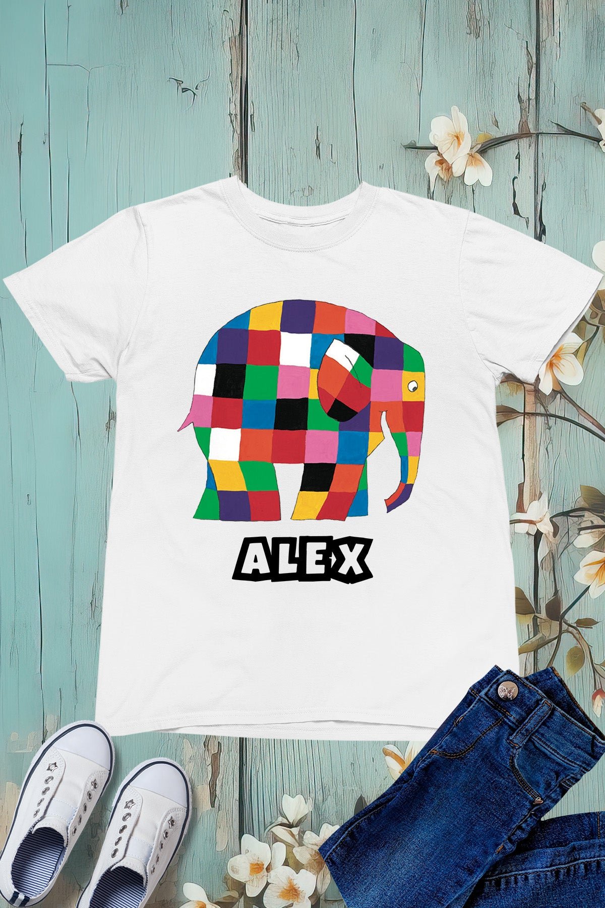 Elmer And The Patchwork Story Personalise Kids World Book Day T Shirts