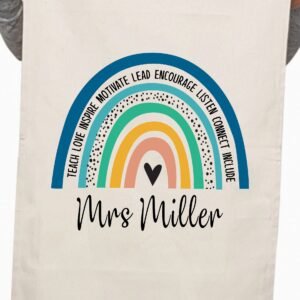 Motivational Teacher Appreciation Thank You Rainbow Kitchen Table Tea Towel