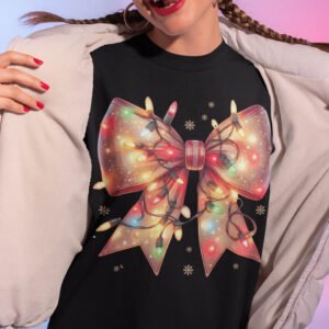 Christmas Light Coquette Bow Shirt