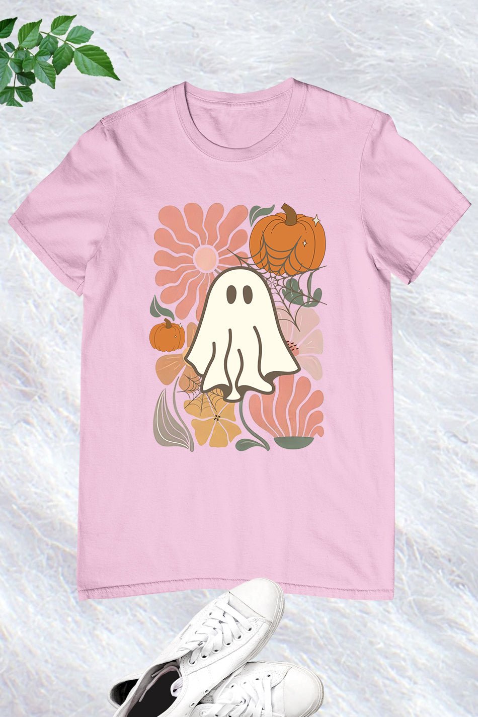 Boho Floral Fall Pink Ghost Shirt - Image 8