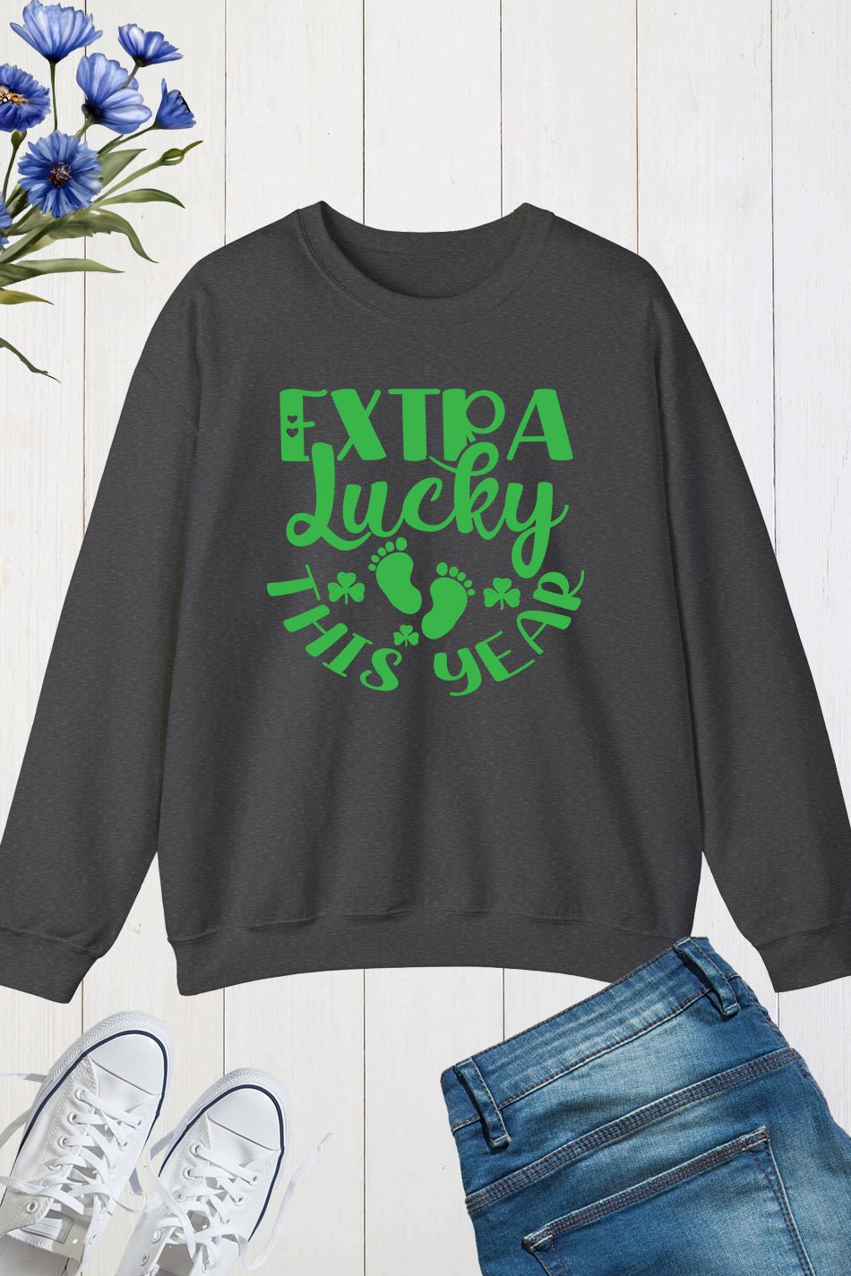 Extra Lucky This Year Funny St Patricks Day Pregnancy Sweatshirts