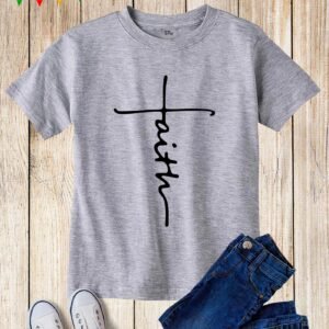 Faith Kids T Shirt Cross christian Jesus religious bible Tee
