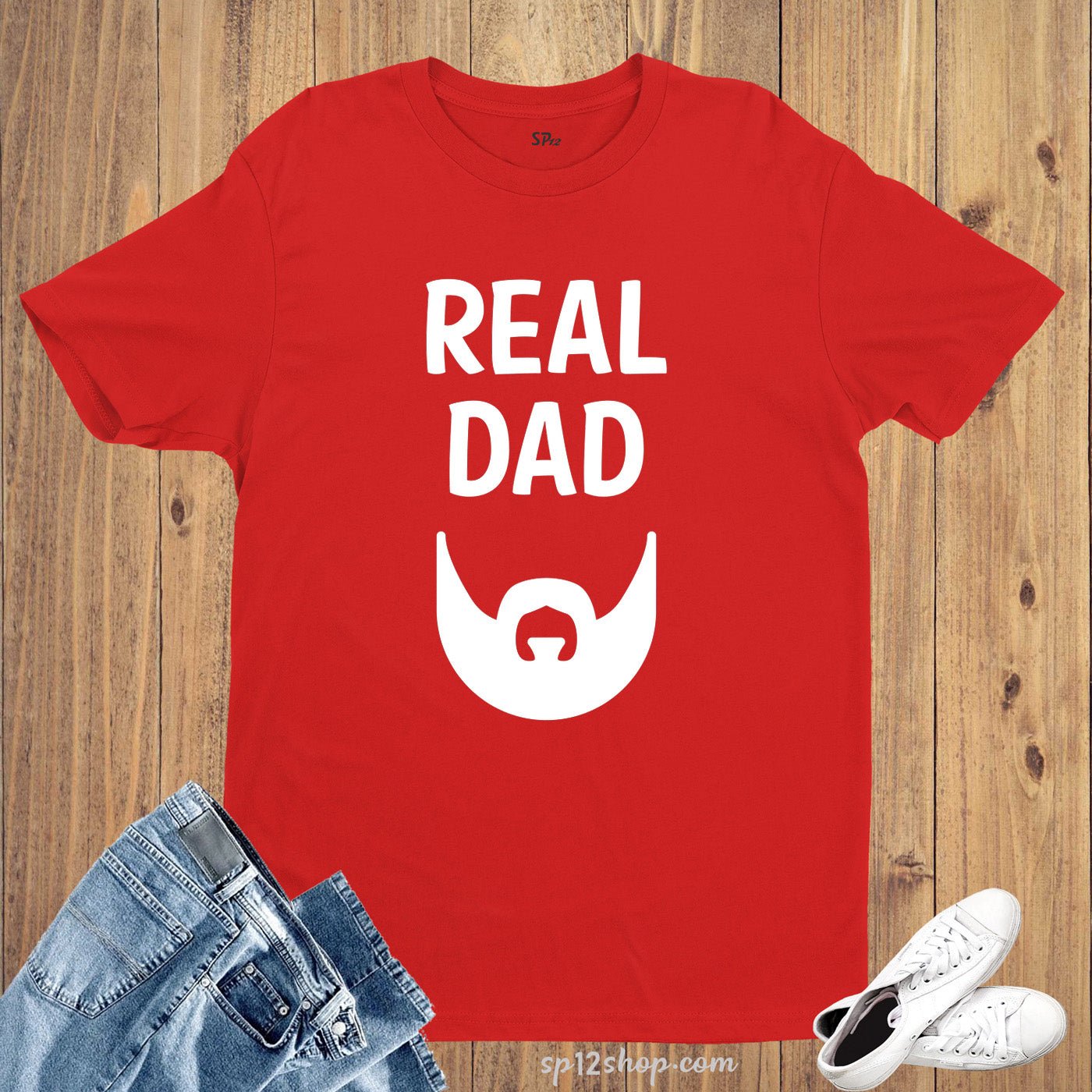 Family Dad Funny T Shirt Real Dads Beard Slogan