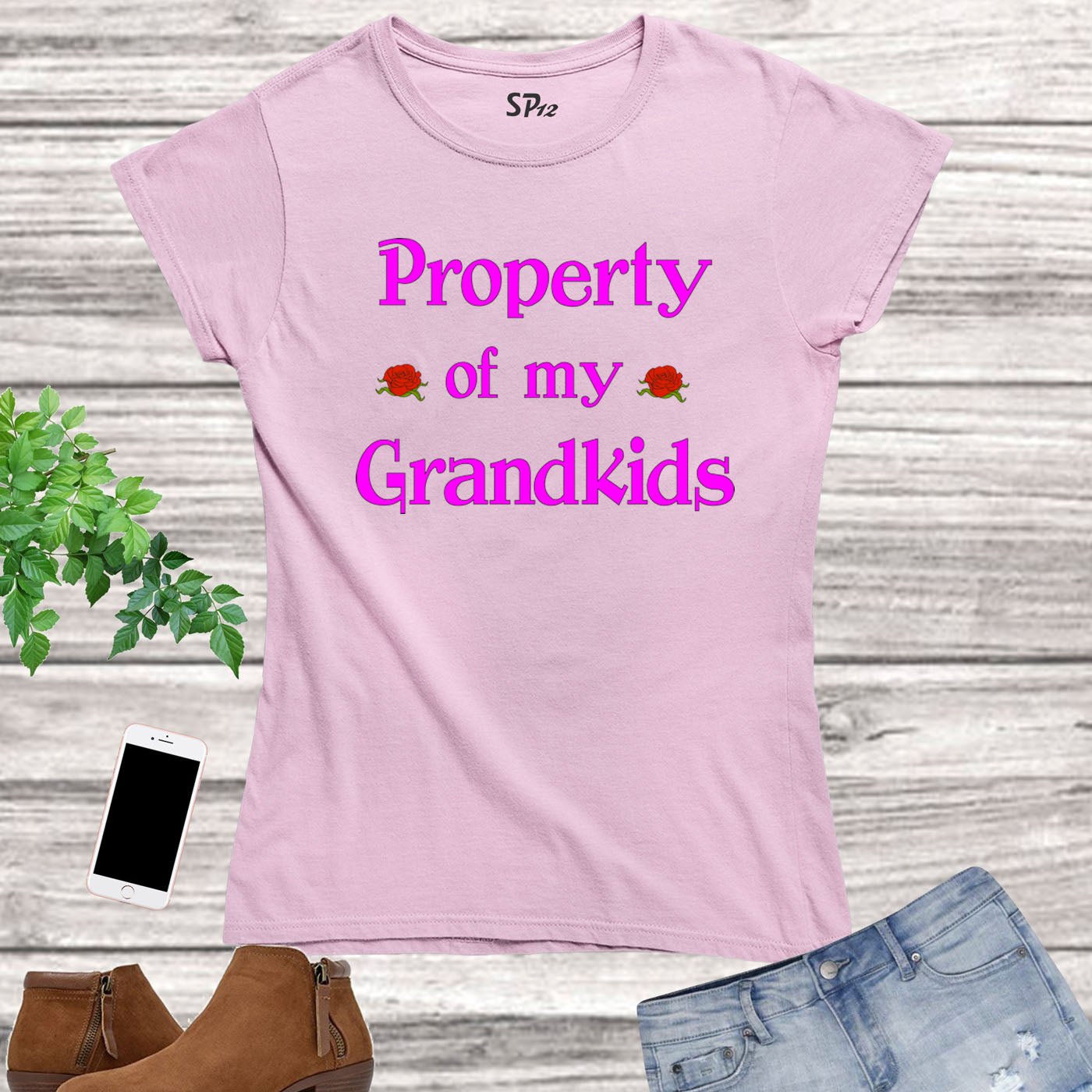 Family Women Grandma Nana T Shirts Property of My Grandkids