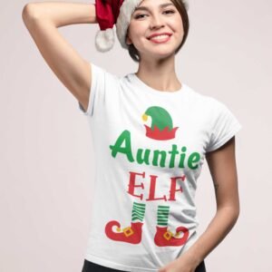 Auntie Elf Family Christmas T shirt Funny secret Santa Claus gift Tee Outfit