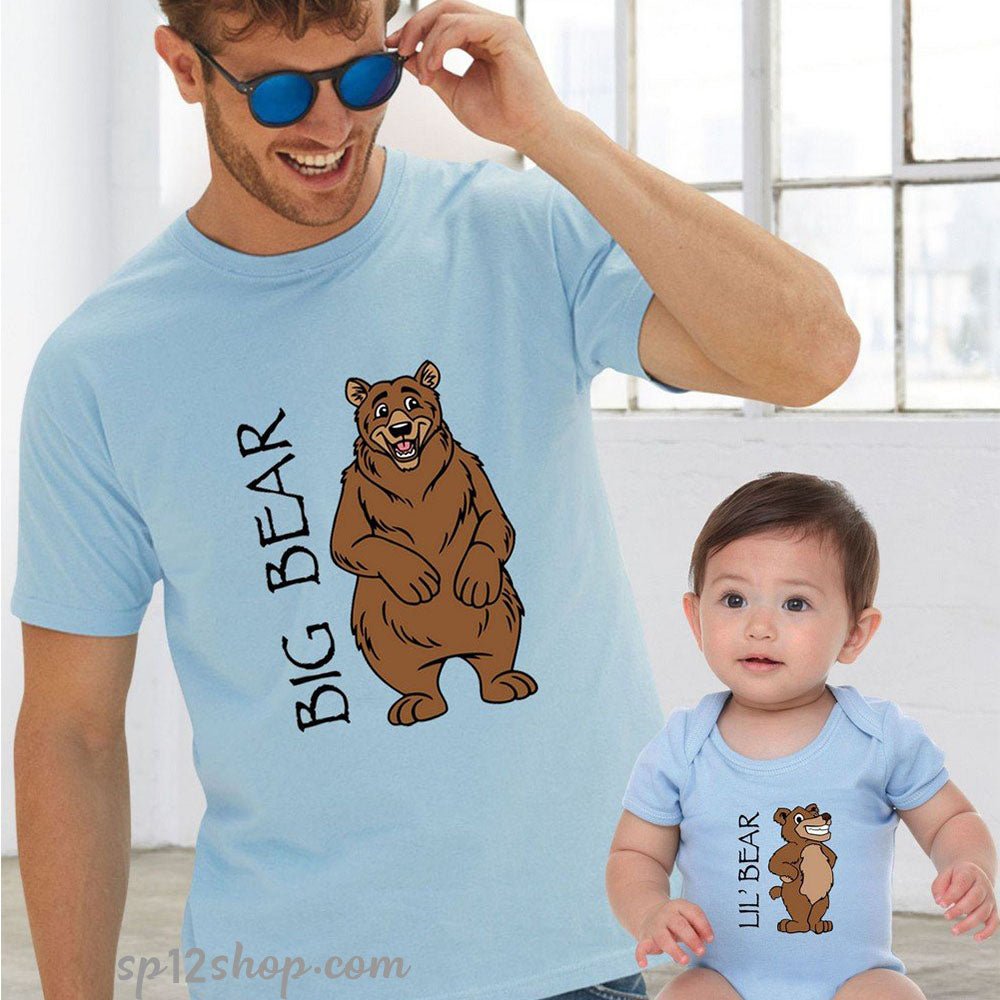 Father Daddy Daughter Dad Son Matching T shirts Big Bear Lil' Bear
