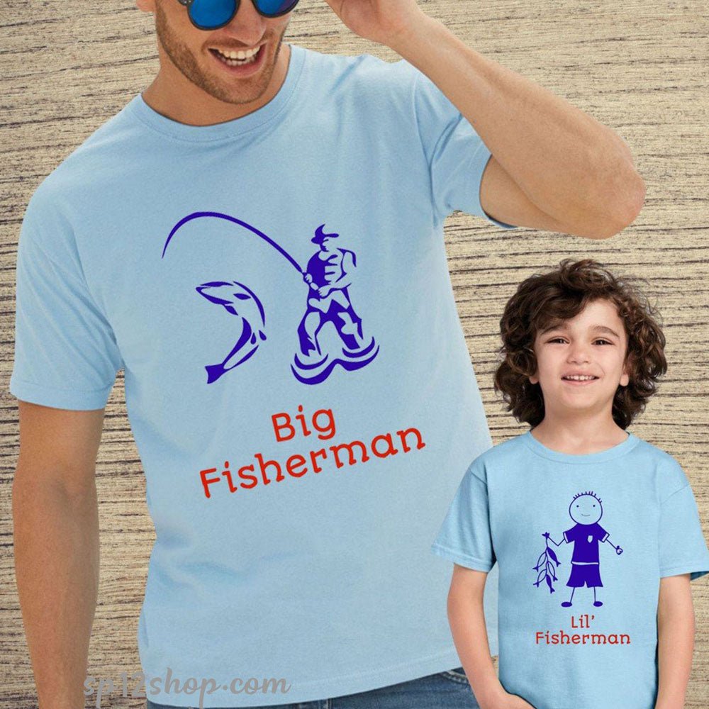 Father Daddy Daughter Dad Son Matching T shirts Big Little Fisherman