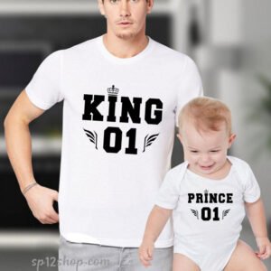 Father Daddy Daughter Dad Son Matching T shirts King Prince 01 Wing Crown