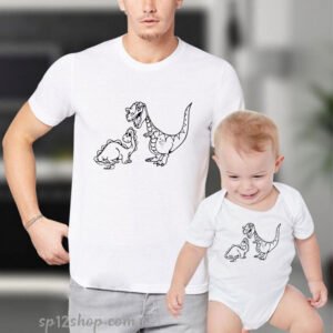 Father Daddy Daughter Dad Son Matching T shirts Pair Big Little Dinosaur
