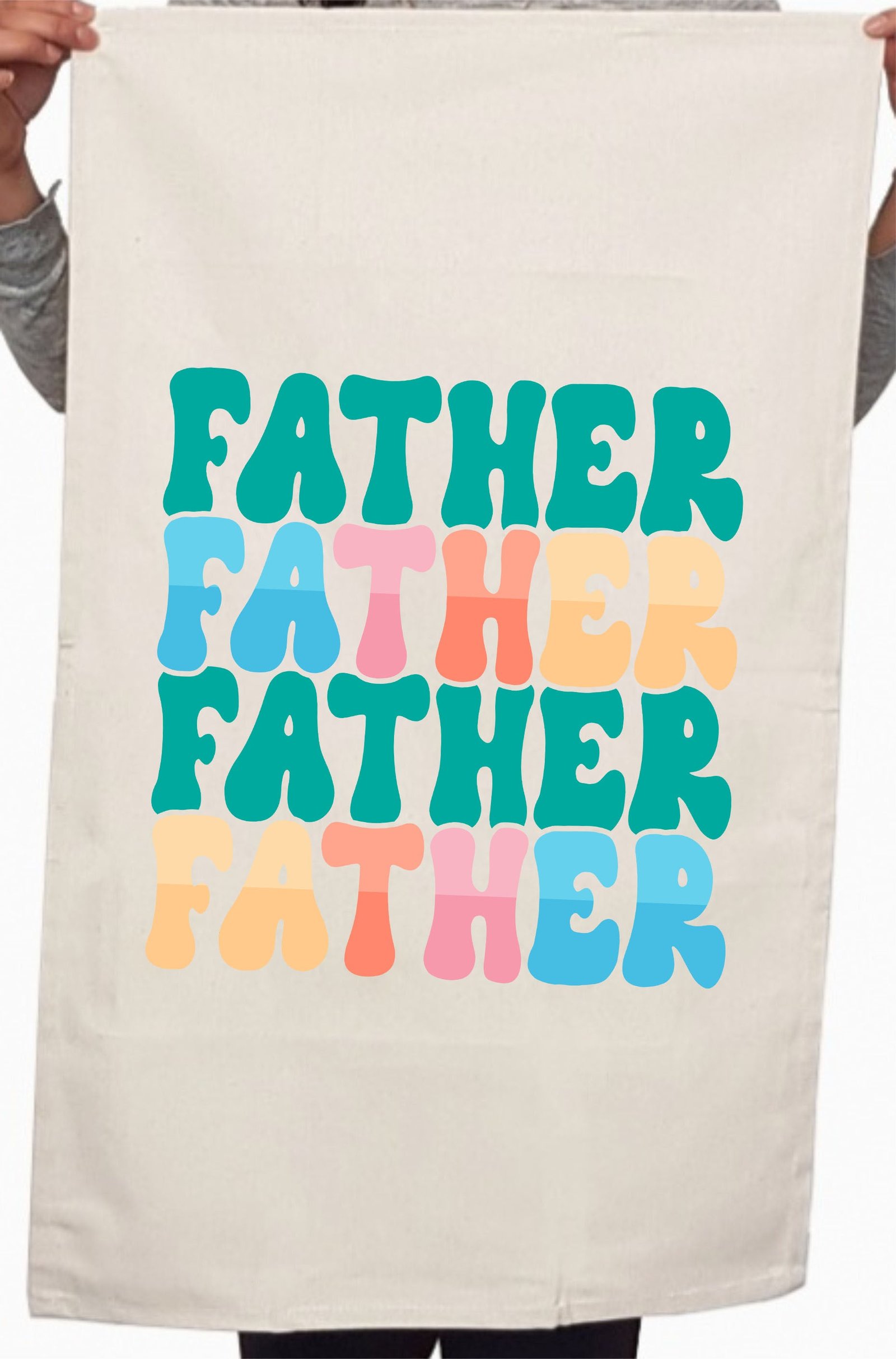 Best Dad Ever Colorful Custom Fathers Day Kitchen Table Tea Towel - Image 2