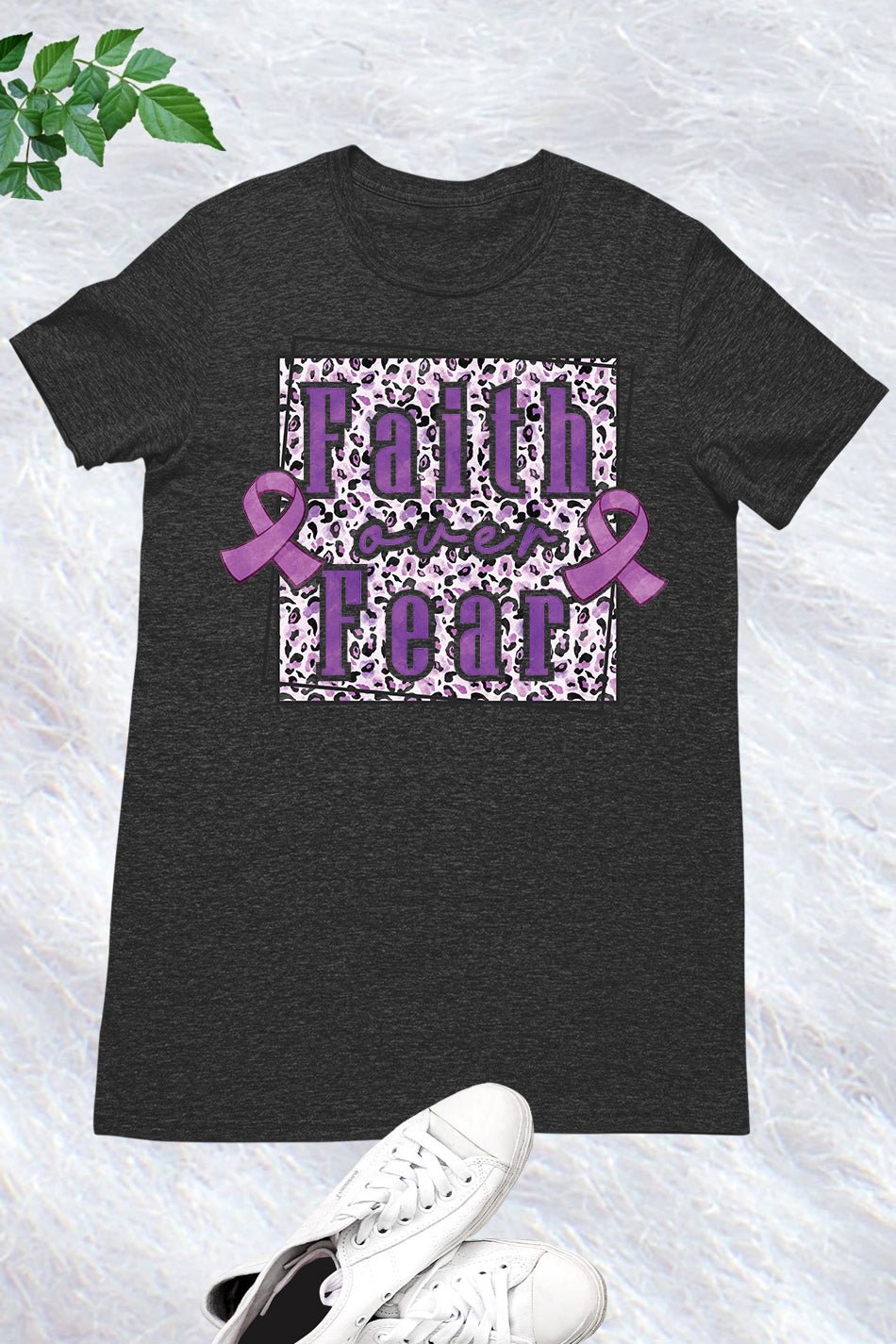 Faith Over Fear Purple Ribbon Shirt - Image 6