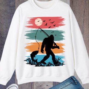 Fishing Sweatshirt Fishing with Bigfoot