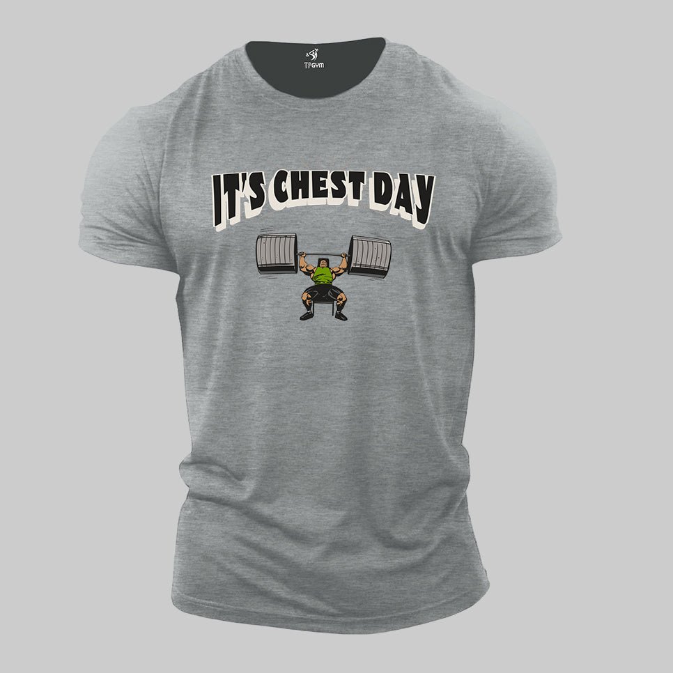 Fitness Crossfit Gym T Shirt It's Chest Day Dumbbell