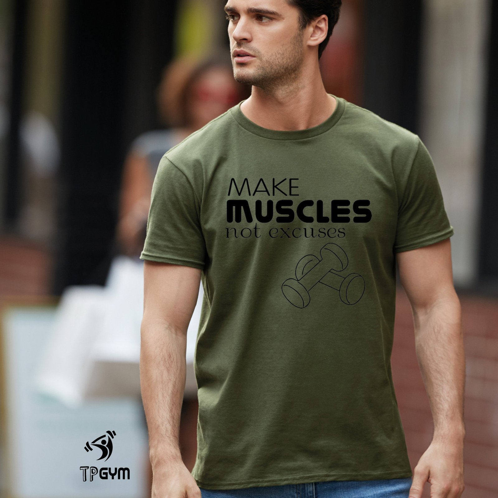 Fitness Crossfit Gym T Shirt Make Muscles Not Excuses Biceps
